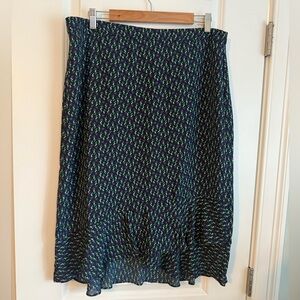 Ann Taylor Asymmetrical Skirt in Navy and Green